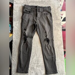 Hollister Gray Skinny Distressed Jeans Advanced Stretch
